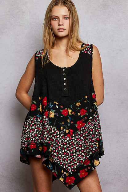 Midnight Garden Hi-Lo Floral Tank