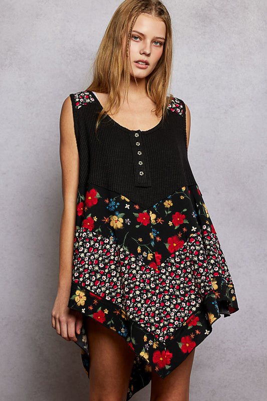 Midnight Garden Hi-Lo Floral Tank
