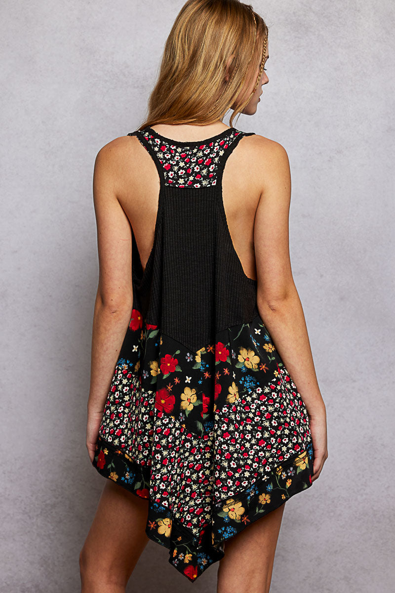 Midnight Garden Hi-Lo Floral Tank