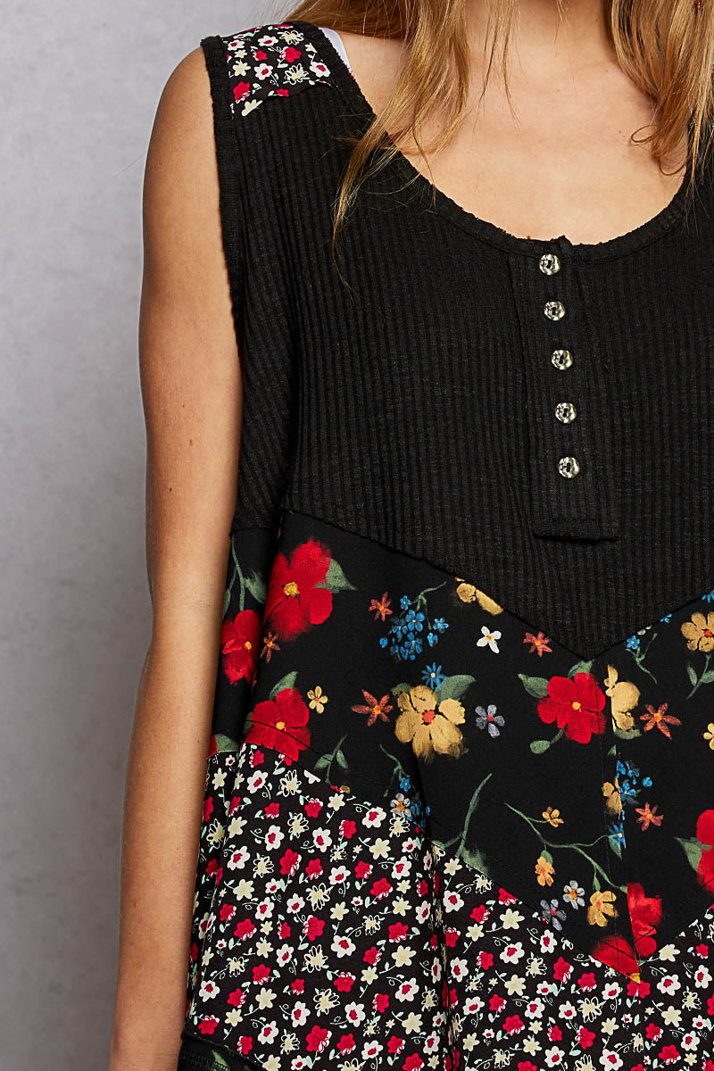 Midnight Garden Hi-Lo Floral Tank