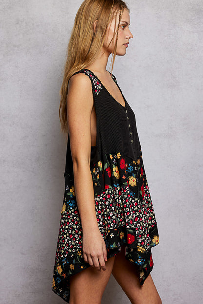 Midnight Garden Hi-Lo Floral Tank