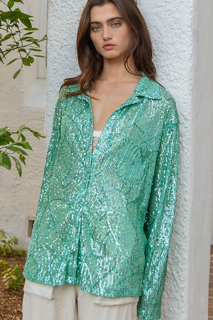 Shimmering Mint Leaf Blouse