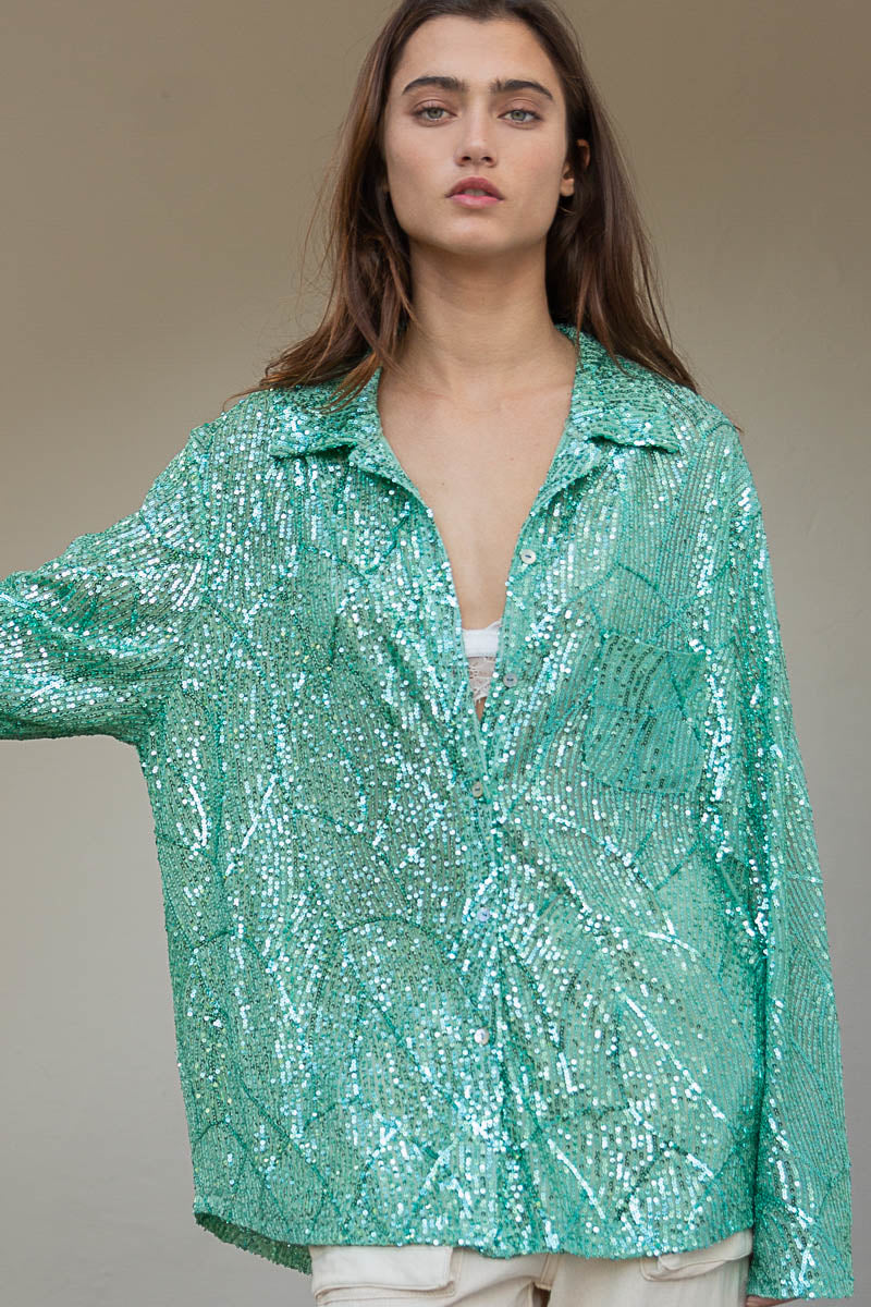 Shimmering Mint Leaf Blouse