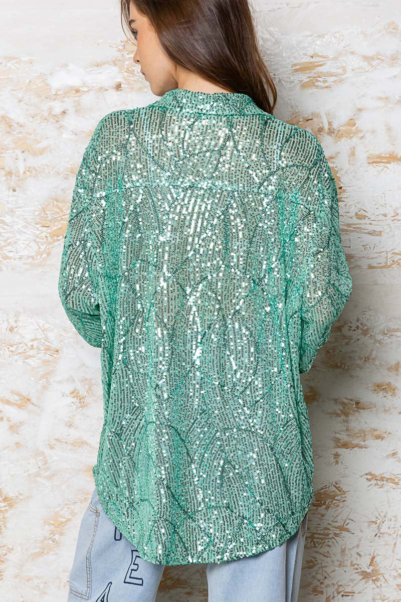 Shimmering Mint Leaf Blouse