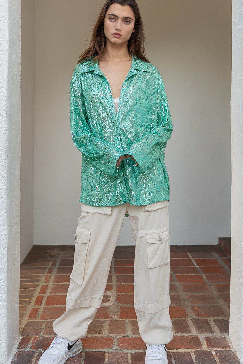 Shimmering Mint Leaf Blouse